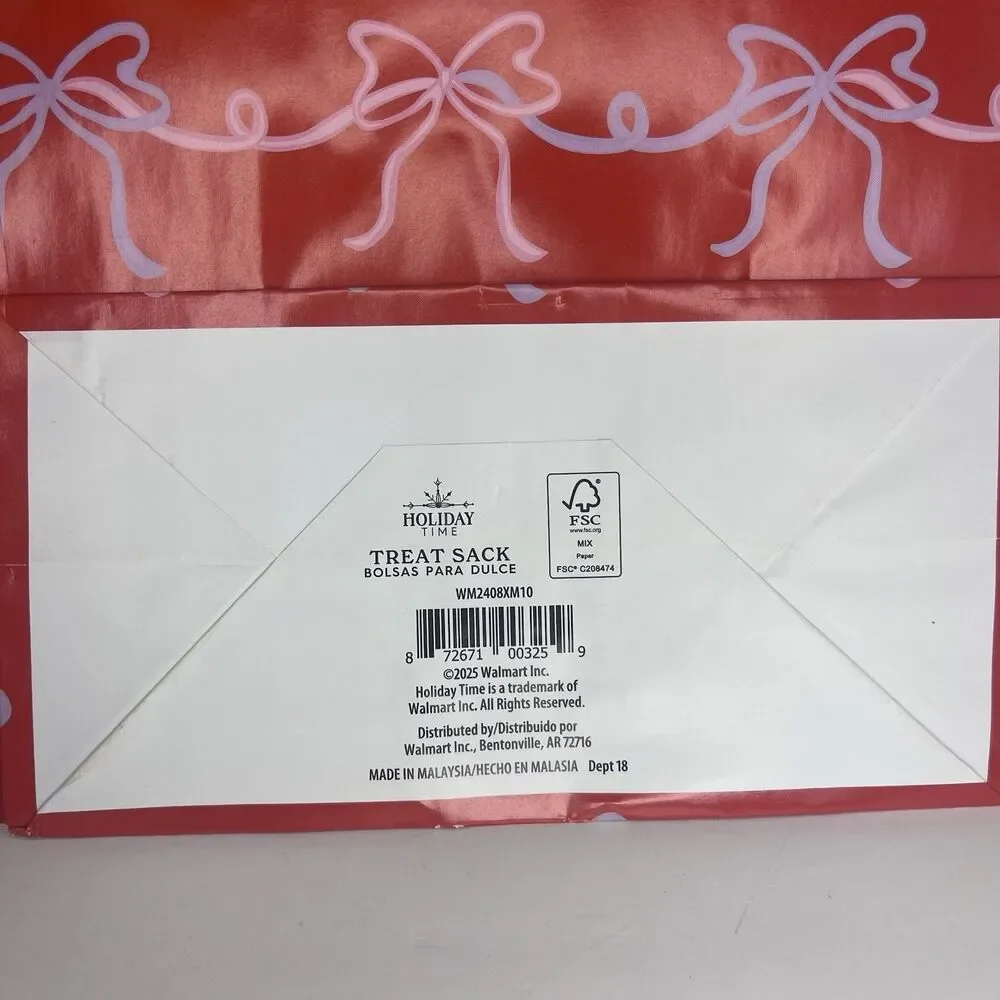 Treat Sack Red Bow Pattern Holiday Treat Bags Lot of 8 - New ~ Offers welcome!